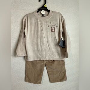 Modern Moments Wild & Free Kids long sleeve and pants Matching Set - Cream /Tan